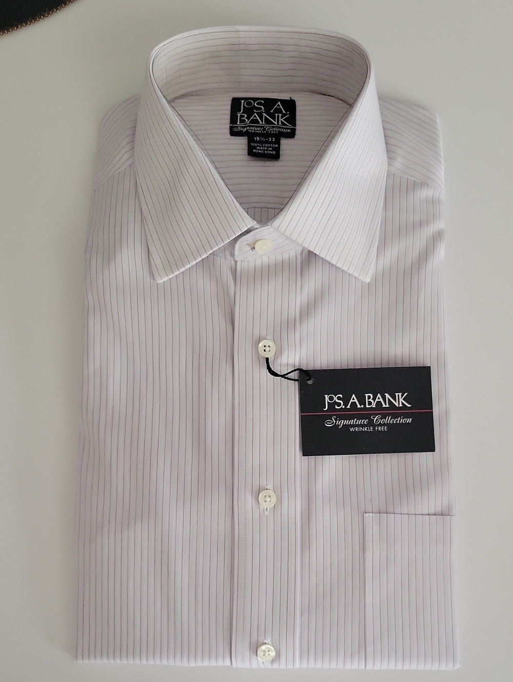 Jos. A. Bank Signature Collection Wrinkle-free Light Red Pinstripe Dress Shirt